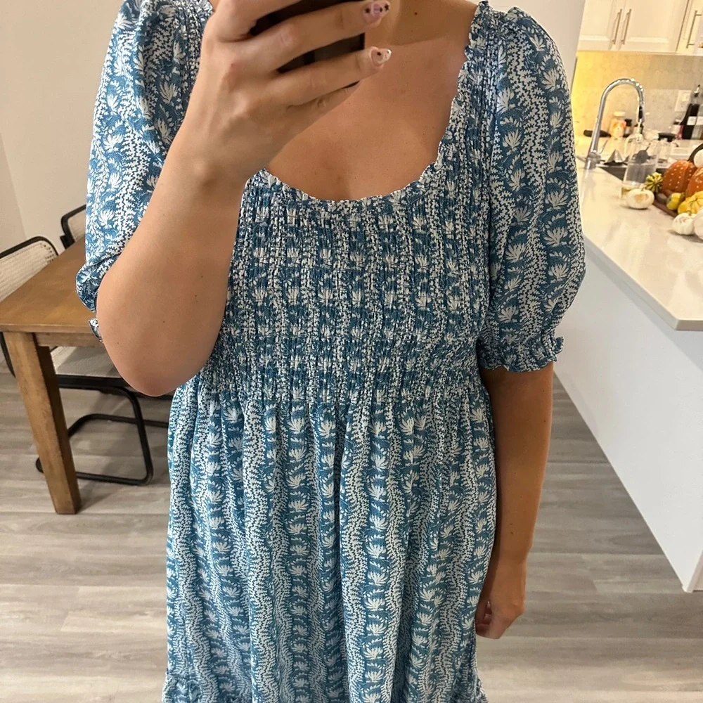 Hill House Women’s Midi Dress in Blue and White Floral Print - Picture 7 of 11